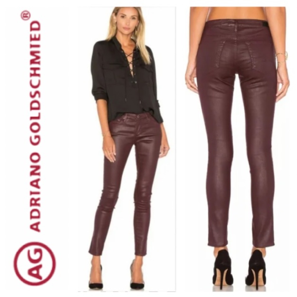 LIKE NEW AG Adriano Goldschmied ‘The Farrah Skinny’ high rise lamb leather pant